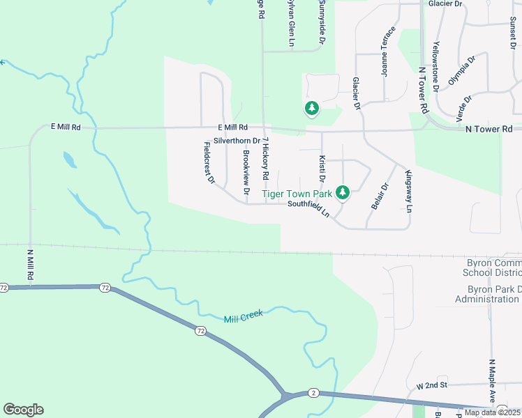 map of restaurants, bars, coffee shops, grocery stores, and more near 1912 Southfield Lane in Byron