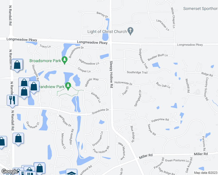 map of restaurants, bars, coffee shops, grocery stores, and more near 6679 Majestic Way in Carpentersville
