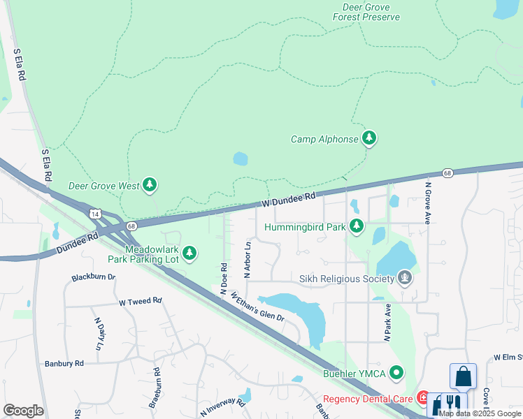 map of restaurants, bars, coffee shops, grocery stores, and more near 1329 North Arbor Lane in Palatine