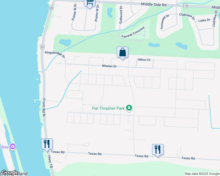 map of restaurants, bars, coffee shops, grocery stores, and more near 63 Whelan Drive in Amherstburg