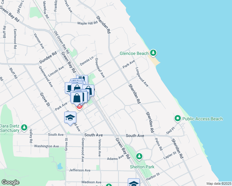 map of restaurants, bars, coffee shops, grocery stores, and more near 213 Hazel Avenue in Glencoe