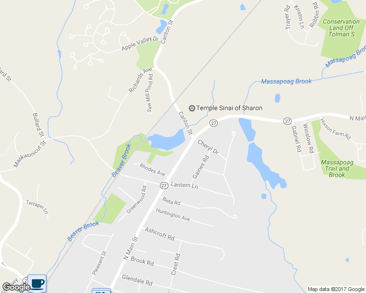 map of restaurants, bars, coffee shops, grocery stores, and more near 210 North Main Street in Sharon