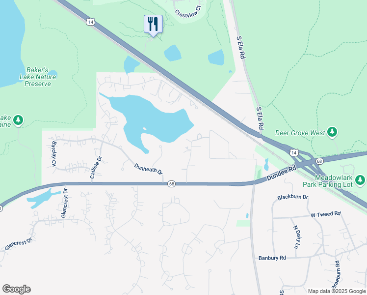 map of restaurants, bars, coffee shops, grocery stores, and more near 1580 Bedlington Drive in Inverness