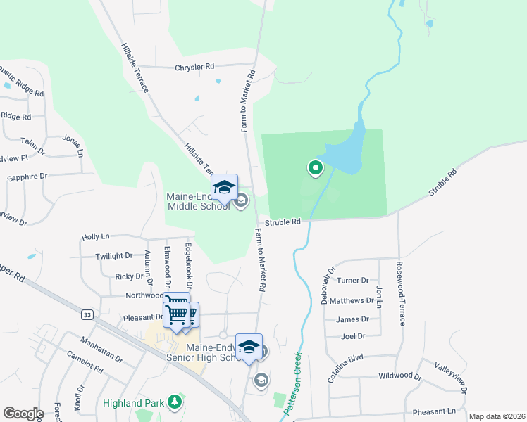 map of restaurants, bars, coffee shops, grocery stores, and more near 1108 County Road 49 in Endicott