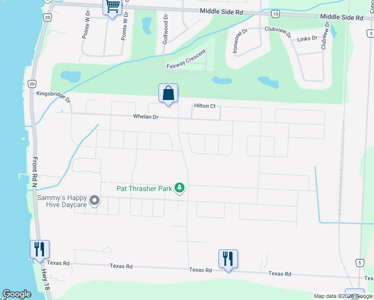 map of restaurants, bars, coffee shops, grocery stores, and more near 121 Knobb Hill Drive in Amherstburg