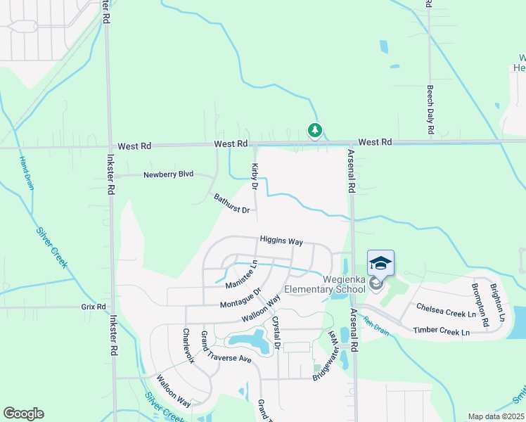 map of restaurants, bars, coffee shops, grocery stores, and more near 23577 Kirby Drive in Wayne County