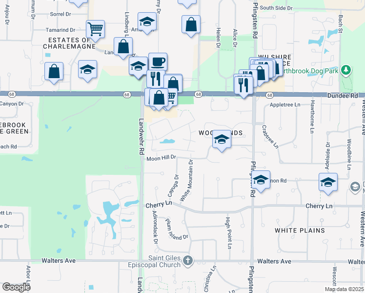 map of restaurants, bars, coffee shops, grocery stores, and more near 3084 Antelope Springs Road in Northbrook