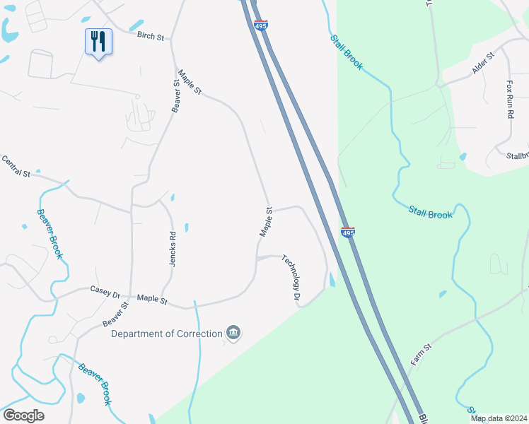 map of restaurants, bars, coffee shops, grocery stores, and more near 25 Maple Street in Milford
