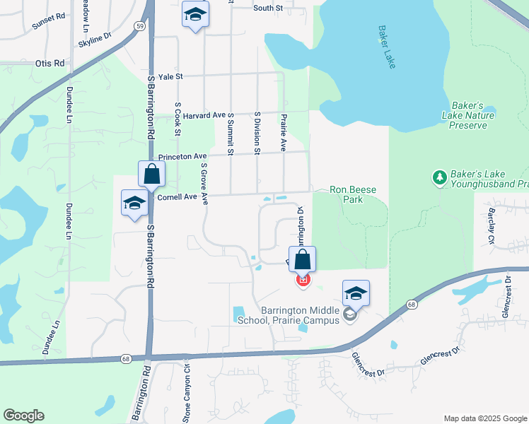 map of restaurants, bars, coffee shops, grocery stores, and more near 404 Park Barrington Drive in Barrington