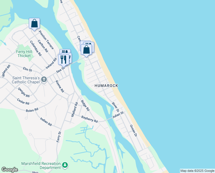 map of restaurants, bars, coffee shops, grocery stores, and more near in Scituate