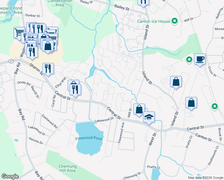 map of restaurants, bars, coffee shops, grocery stores, and more near 63-75 Wheeler Circle in Stoughton