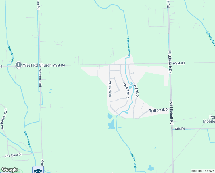 map of restaurants, bars, coffee shops, grocery stores, and more near 23336 West Creek Drive in Wayne County