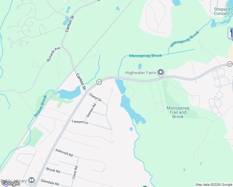 map of restaurants, bars, coffee shops, grocery stores, and more near 19 Pond View Circle in Sharon