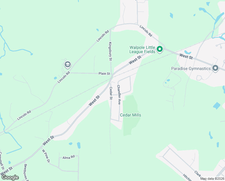 map of restaurants, bars, coffee shops, grocery stores, and more near 2 Conifer Drive in Walpole