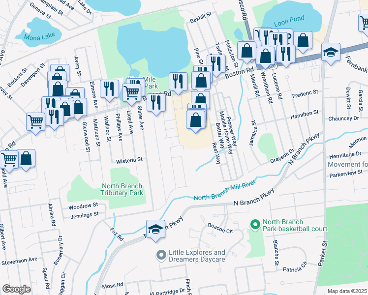 map of restaurants, bars, coffee shops, grocery stores, and more near 21 Contessa Drive in Springfield