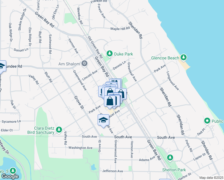 map of restaurants, bars, coffee shops, grocery stores, and more near 325 Tudor Court in Glencoe