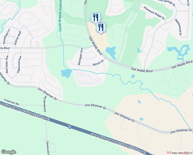 map of restaurants, bars, coffee shops, grocery stores, and more near 13461 Michigan Avenue in Huntley
