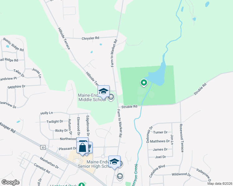 map of restaurants, bars, coffee shops, grocery stores, and more near 1108 County Road 49 in Endicott