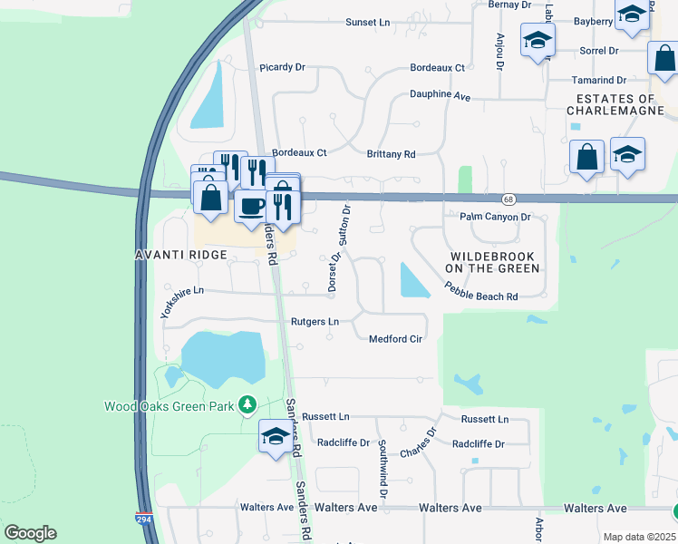 map of restaurants, bars, coffee shops, grocery stores, and more near 900 Dorset Drive in Northbrook