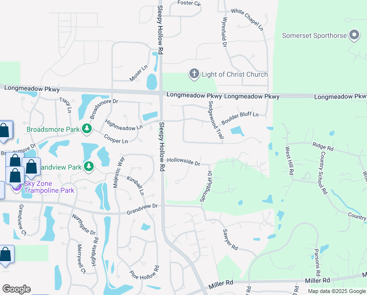 map of restaurants, bars, coffee shops, grocery stores, and more near 1690 Southridge Trail in Algonquin