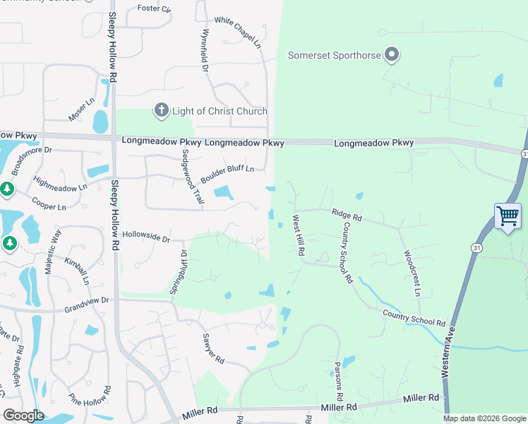 map of restaurants, bars, coffee shops, grocery stores, and more near 1470 Southridge Trail in Algonquin