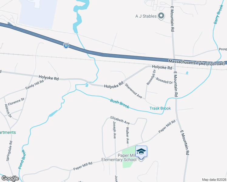 map of restaurants, bars, coffee shops, grocery stores, and more near 568-660 Holyoke Road in Westfield