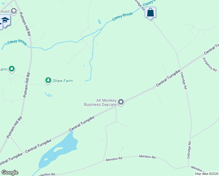 map of restaurants, bars, coffee shops, grocery stores, and more near 372 Central Turnpike in Sutton