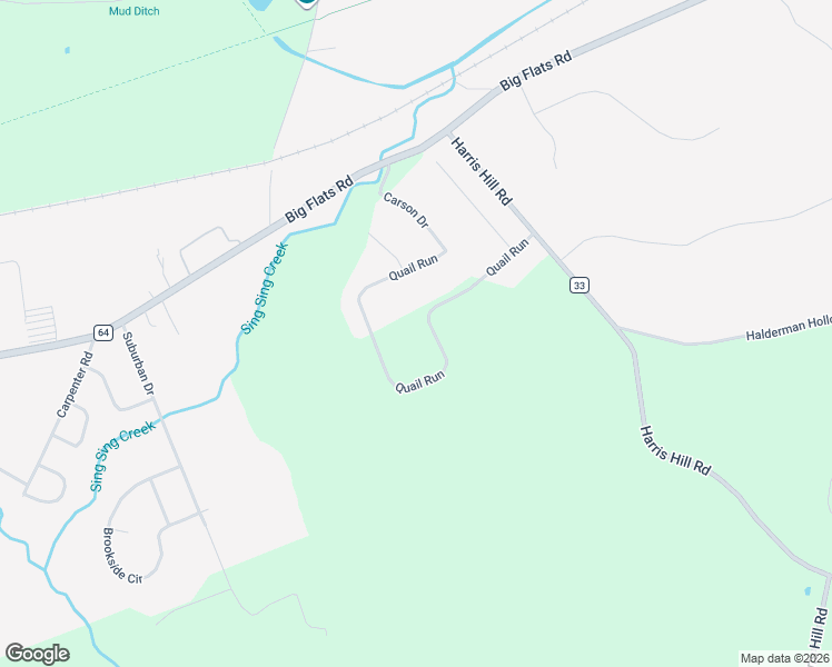 map of restaurants, bars, coffee shops, grocery stores, and more near 34 Quail Run in Elmira