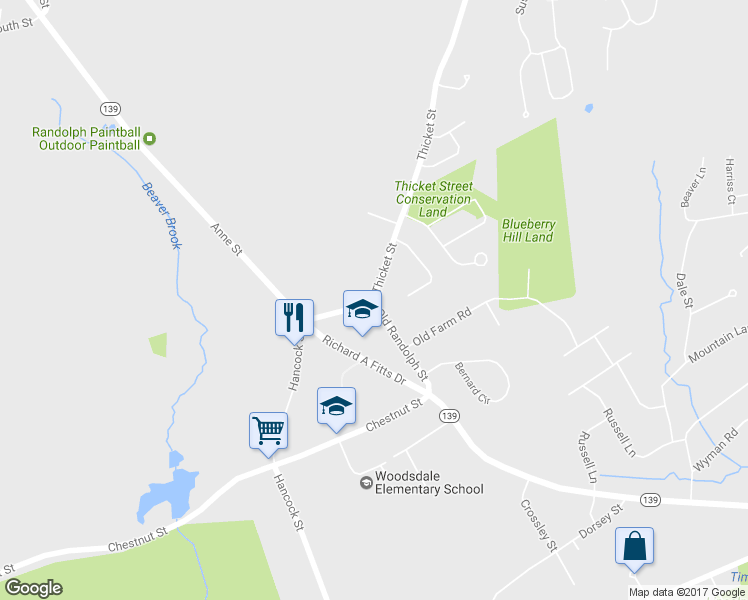 map of restaurants, bars, coffee shops, grocery stores, and more near 4 Thicket Street in Abington
