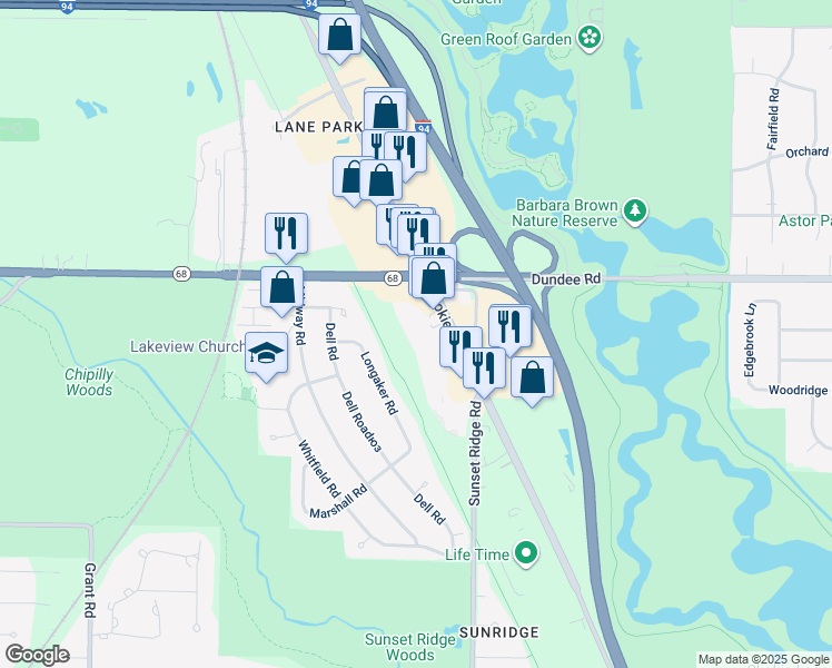 map of restaurants, bars, coffee shops, grocery stores, and more near 900 Skokie Boulevard in Northbrook
