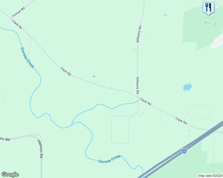 map of restaurants, bars, coffee shops, grocery stores, and more near Clark Road in Erie