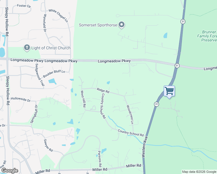 map of restaurants, bars, coffee shops, grocery stores, and more near 35W500 Ridge Road in Kane County