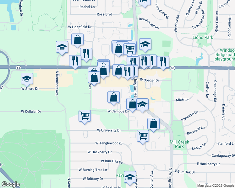 map of restaurants, bars, coffee shops, grocery stores, and more near 5 Villa Verde Drive in Buffalo Grove