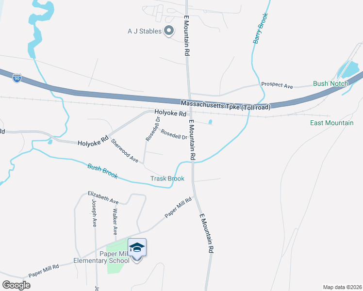 map of restaurants, bars, coffee shops, grocery stores, and more near 22 Rosedell Drive in Westfield