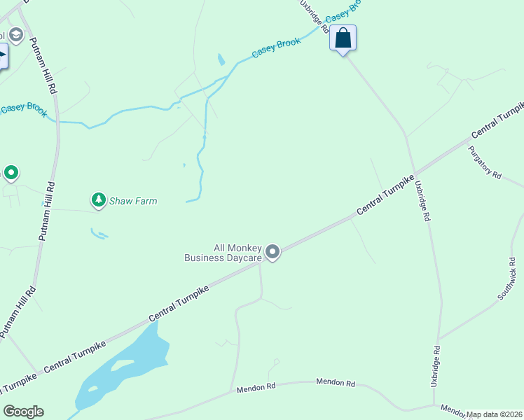 map of restaurants, bars, coffee shops, grocery stores, and more near 372 Central Turnpike in Sutton