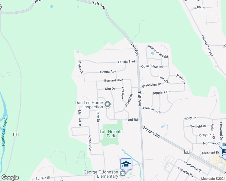 map of restaurants, bars, coffee shops, grocery stores, and more near 2018 Kim Drive in Endicott
