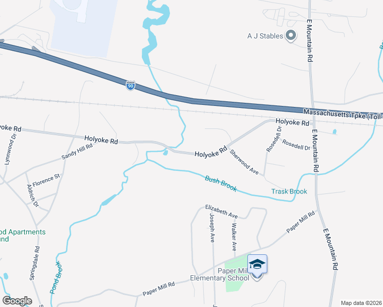 map of restaurants, bars, coffee shops, grocery stores, and more near 568 Holyoke Road in Westfield