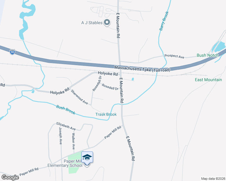 map of restaurants, bars, coffee shops, grocery stores, and more near 22 Rosedell Drive in Westfield