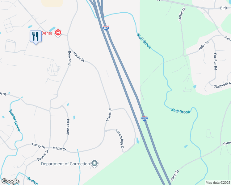 map of restaurants, bars, coffee shops, grocery stores, and more near 34 Maple Street in Milford