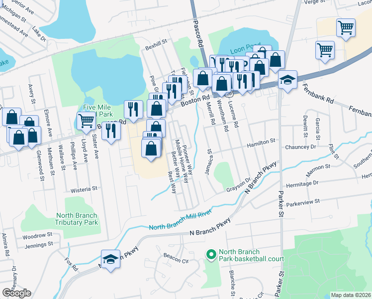 map of restaurants, bars, coffee shops, grocery stores, and more near 98 Elmshade Way in Springfield