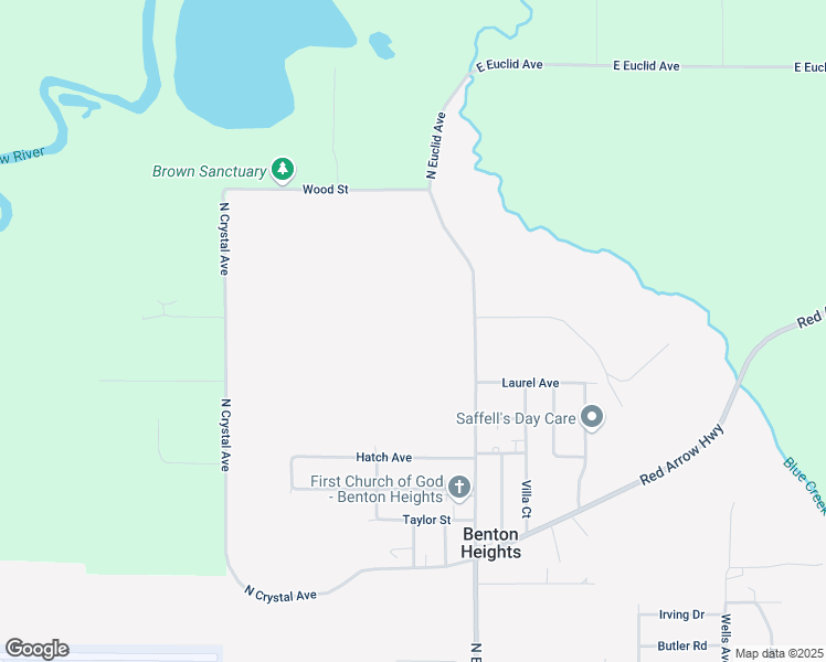 map of restaurants, bars, coffee shops, grocery stores, and more near 1284 North Euclid Avenue in Benton Harbor