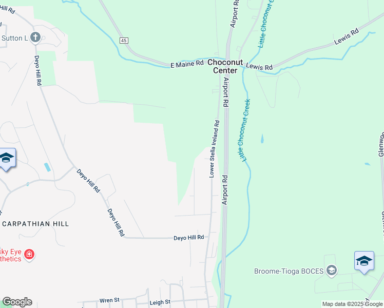 map of restaurants, bars, coffee shops, grocery stores, and more near 323 Lower Stella Ireland Road in Binghamton