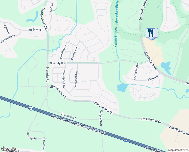 map of restaurants, bars, coffee shops, grocery stores, and more near 13462 Grainery Lane in Huntley