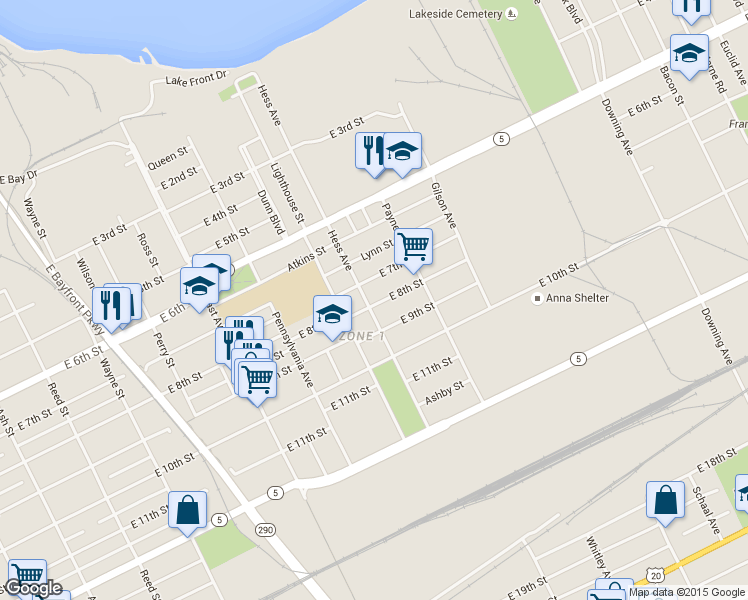 map of restaurants, bars, coffee shops, grocery stores, and more near 672-698 Hess Avenue in Erie