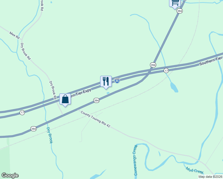map of restaurants, bars, coffee shops, grocery stores, and more near 1054 New York 394 in Kennedy