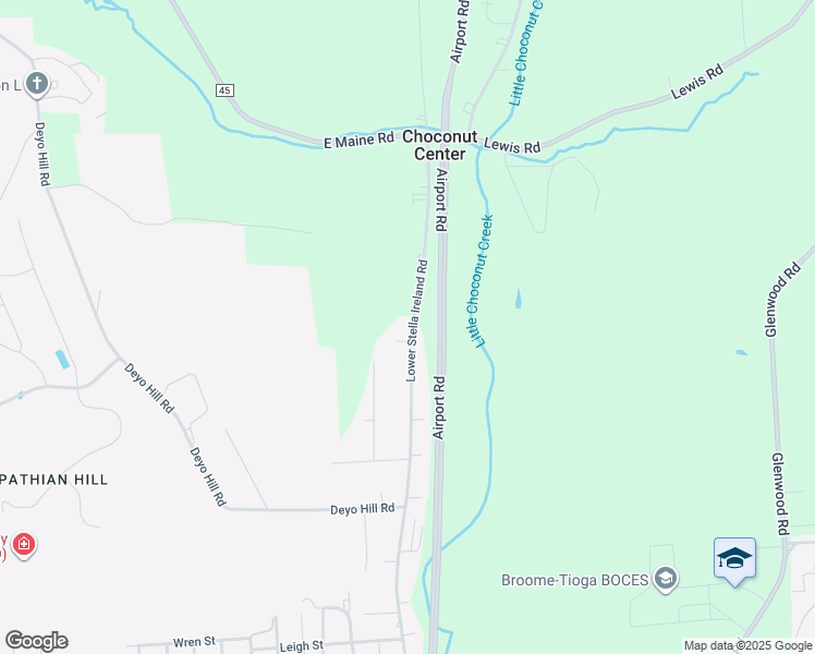 map of restaurants, bars, coffee shops, grocery stores, and more near 327 Lower Stella Ireland Road in Binghamton