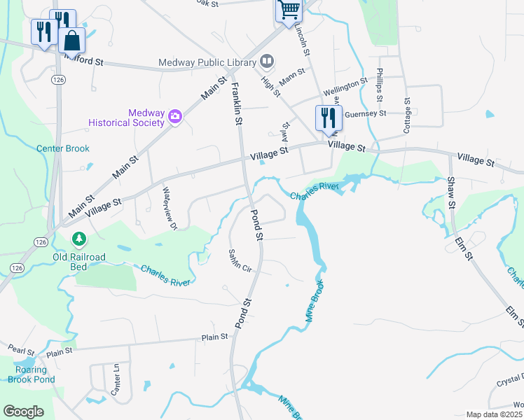 map of restaurants, bars, coffee shops, grocery stores, and more near 18 Haverstock Road in Franklin