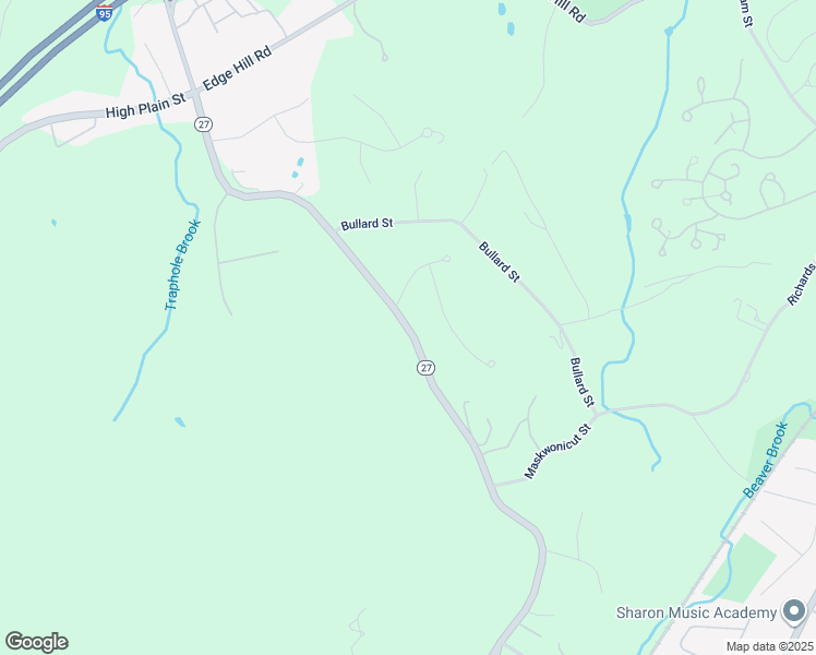 map of restaurants, bars, coffee shops, grocery stores, and more near Norwood Street in Sharon