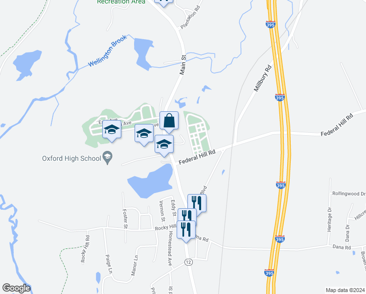 map of restaurants, bars, coffee shops, grocery stores, and more near 10 Newton Avenue in Oxford