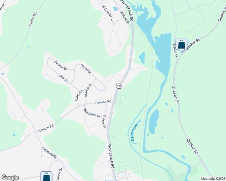 map of restaurants, bars, coffee shops, grocery stores, and more near 1635 Providence Road in Northbridge